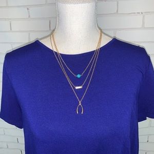 3-tier gold-plated necklace with wishbone